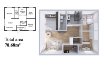 2D + 3D Floor Plan Visualization with areas (Full Package)